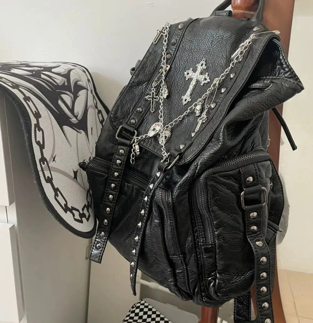 Black Y2K Grunge Backpack