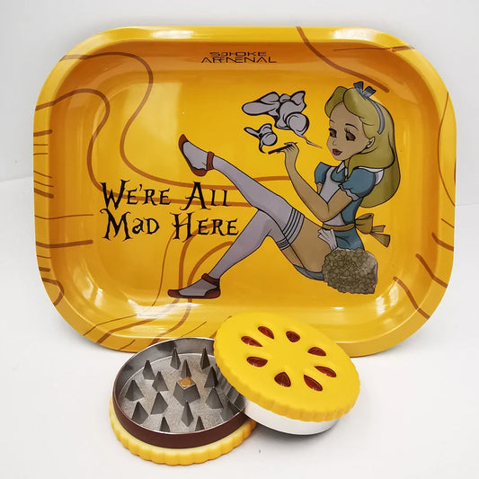 "We're All Mad Here" Rolling Tray & Grinder Set 💛
