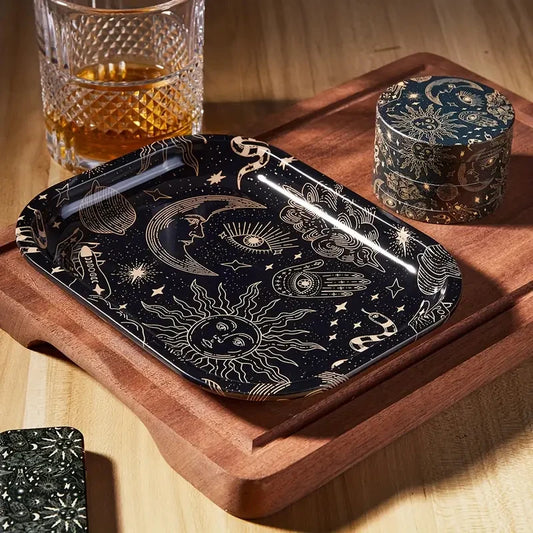 Sun & Moon Metal Grinder & Rolling Tray Set