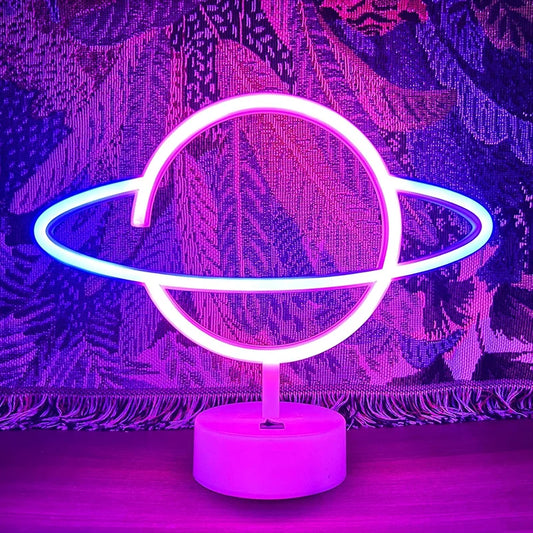 Pink & Blue Planet Neon Sign